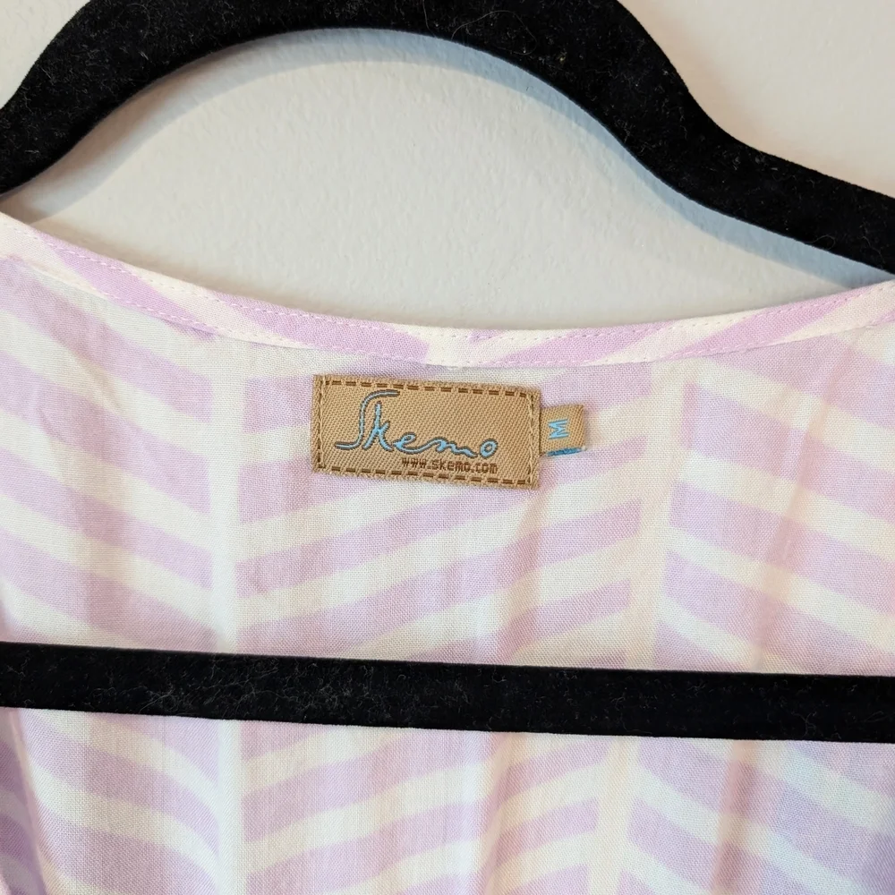 Elegant Skemo Lavender Striped Maxi Dress With Bell Sleeves. Sz. M - Picture 4 of 9